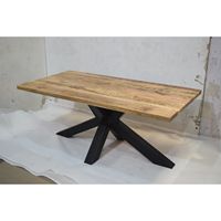 Table à manger rectangulaire en bois de manguier massif de style industriel moderne, convertible, pliable, pieds en fer araignée pour la maison, le bar, l'appartement