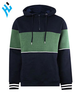 Haute qualité hommes mode Zip Up couleur bloc hommes à capuche dans le panneau capuche en gros plaine sweats à capuche bio 100% coton hommes à capuche - Product Image 1