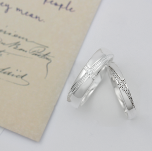 Anillos Unisex de Plata de Ley 925 Chapados en Oro para Aniversario de Boda, Compromiso Romántico, Time Oath - Product Image 1