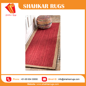 Grand tapis moderne en laine et jute Nouveau design Impression de bordure abstraite simple Décoration de porte touffetée douce pour la maison Cuisine Salon - Product Image 3