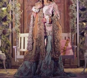 Lehenga Choli en Acétate Brodé 3D Zardozi Lourd - Tenue de Mariage Indienne et Pakistanaise de Créateur 2019 avec Couleur Personnalisée - Product Image 1