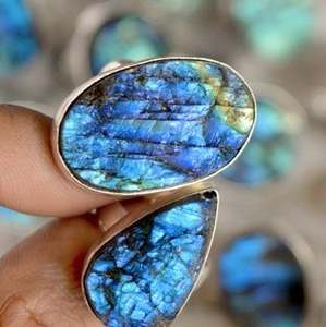 Bague intelligente labradorite druse, pierre précieuse naturelle, faite à la main, prix lot, vente en gros, - Product Image 1