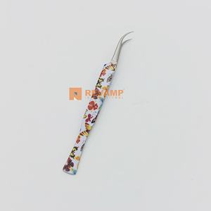 Pinzas de pestañas de acero inoxidable sostenibles con agarre perfecto y aislamiento de Punta curvada para aislar pestañas postizas naturales - Product Image 5