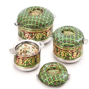 Max Fresh Meenakari Designer Casserole hot pot for multi purpose stainless steel tradition design Hot pot Casserole