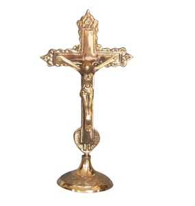 <b>Hand</b> made New Design decorative of Brass polished Religious Cross with candle stand and eithout candle stand - Product Image 1