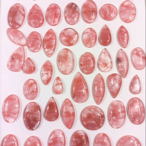 เชอร์รี่ควอตซ์หิน Cabochon หินธรรมชาติหลวมพลอยขายส่งซัพพลายสีชมพูเชอร์รี่ควอตซ์สตรอเบอร์รี่ควอตซ์ - Product Image 1