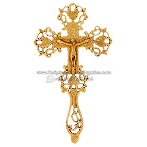 Crucifijo colgante de latón elegante CF1001A, elemento decorativo religioso para velas - Product Image 2