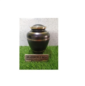 Extra <b>Large</b> Brass <b>Urn</b> with Golden Line CREMATION <b>URN</b> FUNERAL SUPPLIES - Product Image 1