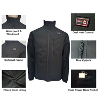 Veste chauffante softshell à double zone, personnalisable et en gros, idéale pour l'hiver, avec coussinets chauffants en fibre de carbone 5V certifiés CE FCC