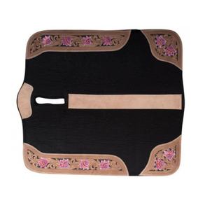 Selle de cheval en feutre noir Western Comfort Equestrian, avec un design floral sculpté à la main, découpe en forme de dos, travail en laine - Product Image 4