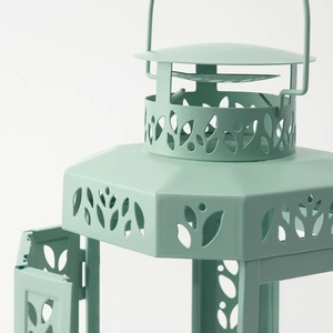 Green Metal <b>Lantern</b> with Leaf Pattern for Home Decoration Outdoor Indoor Use Durable Candle Holder Hanging <b>Lantern</b> - Product Image 3