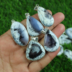 Colgante de piedras preciosas de ágata de dendrita natural Bisel Chapado en plata de ley Forma mixta Collar de joyería fina Suministro de regalo - Product Image 1