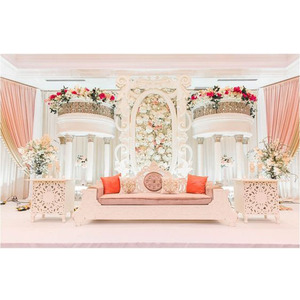 Escenario de fibra occidental para boda, decoración moderna de escenario de lujo para boda americana, color blanco - Product Image 1