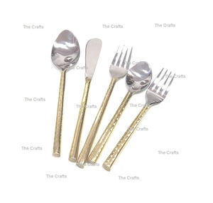 Juego De 5 Piezas De 2 Tenedores 2 Cucharas Y 1 Juego De Cuchillos En Acero Inoxidable Color Plata Juego De Cubiertos Con Mango De Madera - Product Image 2