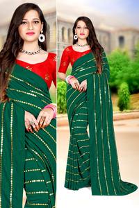 Femmes indiennes vêtements de mariage broderie fleur travail avec coton soie Saree et non cousu Blouse Dim rose couleur meilleur prix vêtements - Product Image 5