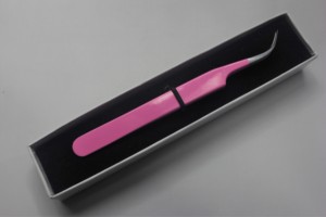 Outils de soins de beauté pince à épiler d'extension de cils avec bords tranchants de couleur rose acier inoxydable incurvé droit CE ISO - Product Image 4