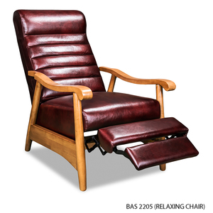 Fauteuil relaxant Rilaxa BAS2205, salon, cuir véritable, structure en bois, design scandinave, fauteuil inclinable, non pliable - Product Image 1