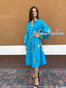 Vyshyvanka Ukrainian Long <b>Dress</b> Embroidered Fully Puff Sleeve <b>Women</b> Party Wear <b>Dress</b> - Product Image 3