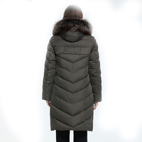 Manteau long parka décontracté pour femme de qualité supérieure, avec col en fourrure de renard véritable et boutons recouverts, garni de plumes de haute qualité