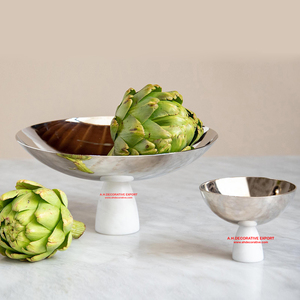 Nouveau design Bol à fruits en or avec base en marbre Bols à riz et à collations pour les restaurants et les hôtels Fournitures - Product Image 4