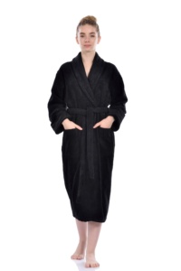 Peignoir de luxe en coton turc 100%, joli prix, de haute qualité, couleur noire, pour femmes - Product Image 4