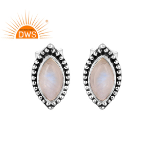 Pendiente de tuerca con diseño Floral de Gema Rosa Natural, joyería de plata de ley 925 oxidada antigua al por mayor, proveedor - Product Image 1