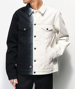 Veste safari en denim unisexe en cuir de vache respirant de grande taille, noir uni, lavée, boutons, haute qualité, hiver, avec logo personnalisé - Product Image 2