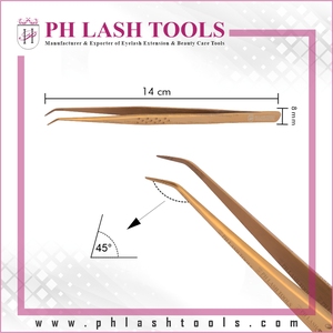 Pince à épiler en acier inoxydable, outil d'isolation de cils, de couleur or Rose, 6mm et 45 degrés - Product Image 5