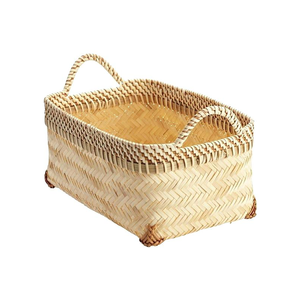 Vietnam Offre Spéciale fait à la main panier en bois bambou beige élégant panier de fruits bambou avec poignées - Product Image 4
