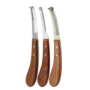 Couteau à sabots à double tranchant en acier inoxydable avec manche en bois, technologie chirurgicale à bord arrondi, instrument vétérinaire - Product Image 4