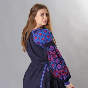 Romantic & Saucy Ukrainian Boho Style long dress Gorgeous Blue Embroidered Long Turquoise Sensational Woman Short Dress