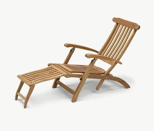 Fauteuil solaire en teck massif pour le côté de la piscine, meubles d'extérieur - Product Image 1