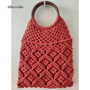 Sac à main fourre-tout tricoté Simple sac à main creux pour dames vente en gros fabricant de sac à main en macramé fabriqué en inde - Product Image 5