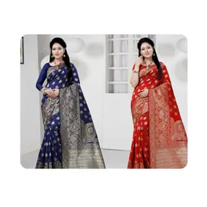 100% puro Banarasi seta sari pesante seta sari per la cerimonia nuziale comprare il prezzo basso da indiano grossista