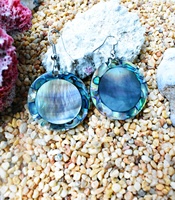 Bijoux fantaisie faits à la main, boucles d'oreilles rondes, ovales, en forme de cœur, avec des motifs en nacre et en coquille d'ormeau