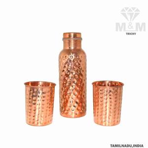 Bouteille d'eau martelée en diamant et cuivre pur, bouteille de haute qualité, pour boisson, vente en gros, fabricant indien, 2022 - Product Image 4