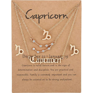 Cuoio capelluto vendita calda stellato 9 antico inglese lettera dodici zodico verticale collana braccialetto orecchini set di gioielli - Product Image 1