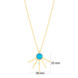 Collar con colgante de ópalo azul, joyería de plata de ley, diseño único y delicado - Product Image 5