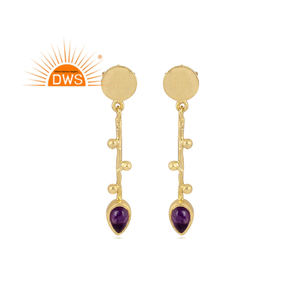 Pendientes Colgantes de Plata de Ley 925 con Amatista Natural, Último Modelo 2026, para Mujer, Fabricante de Joyería - Product Image 1