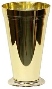 แก้วดื่มน้ำทองเหลืองแบบย้อนยุค,แก้วดื่มน้ำดีไซน์นูนสำหรับใส่น้ำดื่มอุปกรณ์ทำครัวแฮนด์เมดอายุรเวท - Product Image 2