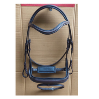 Bridon de saut pour cheval en cuir végétal équestre, anatomique, rembourré et surélevé, avec un design à surpiqûres fantaisie, équipement équestre