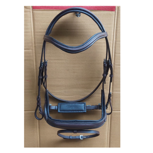 Equestrian Vegetable Leather Anatomic Raised Padded Horse Jumping <b>Bridle</b> with Fancy Stitched Design horse equipment - Product Image 1