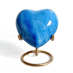 Blue Heart <b>Keepsake</b> Brass Made Urn for <b>Ashes</b> Used for Funeral Supplies and All Types of Brass Cremation Urns - Product Image 2