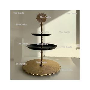 Support à gâteau en aluminium de la meilleure conception support à gâteau et à dessert de couleur noir et or à 3 niveaux avec une qualité supérieure - Product Image 1