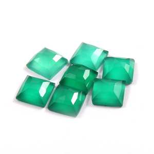 Pierres précieuses artificielles pour la fabrication de bijoux, 8x8mm, Onyx, couleur verte, naturelle, coupe ample, prix en gros - Product Image 2