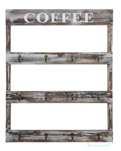 Cup Organizer Aufbewahrung halter & Racks Display Rack Stand Regal Kaffee becher halter, Wand montage Rustikales Holz mit 8 Haken 100 Stück