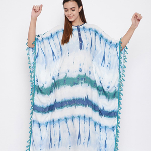 Atractivo de longitud completa suelto bohemio Tie Dye Lady Beach mujeres que fluyen Kaftan para veranos Kaftan - Product Image 1