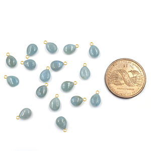 <b>Aquamarine</b> Pear Shape Sterling Silver 10 To 12 MM With Bail Gold Plated Pendant - Product Image 2