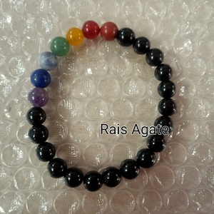 Bracelet sept chakras avec tourmaline noire, pierres précieuses naturelles, bracelet 7 chakras de qualité supérieure, vente en gros, perles naturelles de 8 mm - Product Image 4
