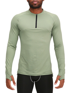 <b>Mens</b> Quick Dry 1/4 Zip Compression Shirts with Thumb Holes <b>Base</b> <b>Layer</b> Long Sleeves Moisture Wicking Athletic Tee Active Wear - Product Image 2